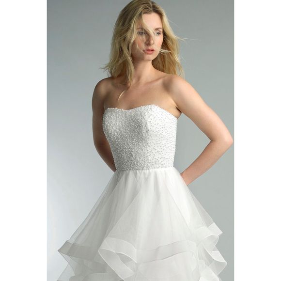 BASIX BLACK LABEL D1427L PEARL TIERED STRAPLESS GOWN US 10 $490 - Picture 3 of 12